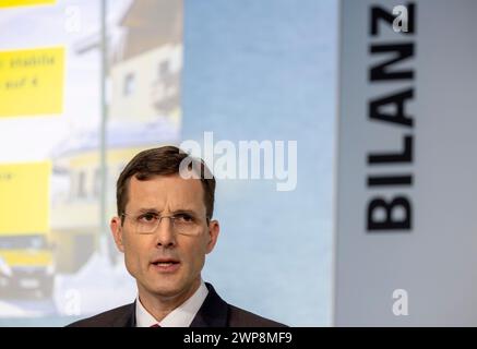 Bonn, Allemagne. 06 mars 2024. Tobias Meyer, PDG du groupe DHL, intervient lors de la conférence de presse annuelle du groupe DHL avec Deutsche Post. Crédit : Thomas Banneyer/dpa/Alamy Live News Banque D'Images