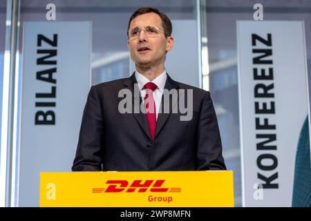 Bonn, Allemagne. 06 mars 2024. Tobias Meyer, PDG du groupe DHL, intervient lors de la conférence de presse annuelle du groupe DHL avec Deutsche Post. Crédit : Thomas Banneyer/dpa/Alamy Live News Banque D'Images