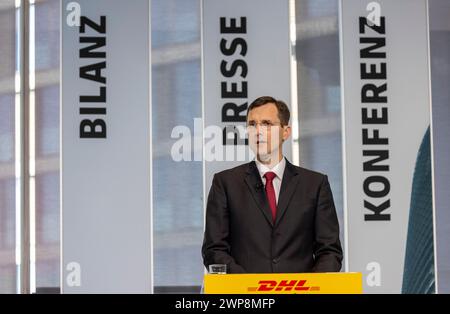 Bonn, Allemagne. 06 mars 2024. Tobias Meyer, PDG du groupe DHL, intervient lors de la conférence de presse annuelle du groupe DHL avec Deutsche Post. Crédit : Thomas Banneyer/dpa/Alamy Live News Banque D'Images