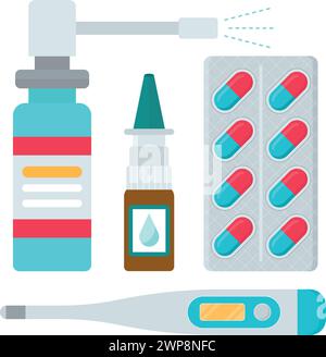 Médecine, hôpital de pharmacie mini ensemble de médicaments illustration vectorielle Illustration de Vecteur