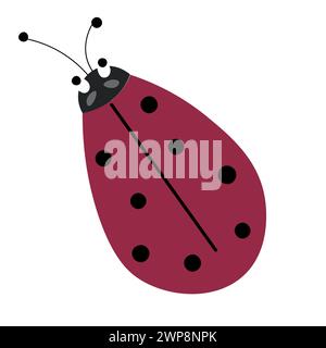 Coccinelle ou coccinelle design plat simple rouge et noir. Illustration vectorielle isolée sur fond blanc Illustration de Vecteur