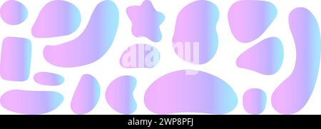 Ensemble de formes organiques holographiques. formes liquides, éléments de conception graphique. Illustration vectorielle Illustration de Vecteur