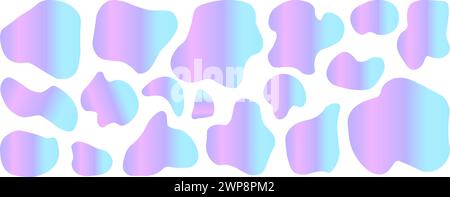 Ensemble de formes organiques holographiques. formes liquides, éléments de conception graphique. Illustration vectorielle Illustration de Vecteur