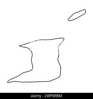 Carte simplifiée du pays de Trinité-et-Tobago non définisséTrinité-et-Tobago. Contour noir fin. Icône vectorielle simple Illustration de Vecteur