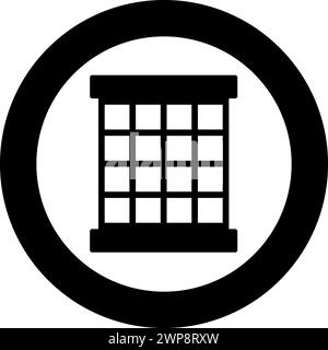 Prisonnier grille de grille de prison prison prison concept icône dans le cercle rond noir illustration vectorielle image de contour solide style simple Illustration de Vecteur