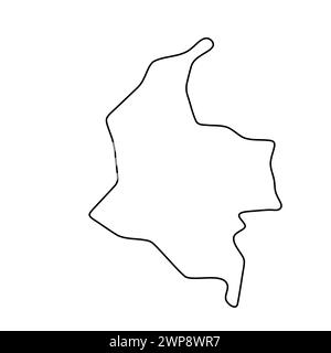 Colombie carte simplifiée du pays. Contour noir fin. Icône vectorielle simple Illustration de Vecteur