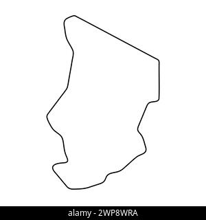 Carte simplifiée du pays Tchad. Contour noir fin. Icône vectorielle simple Illustration de Vecteur