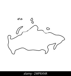 Carte simplifiée du pays de Russie. Contour noir fin. Icône vectorielle simple Illustration de Vecteur