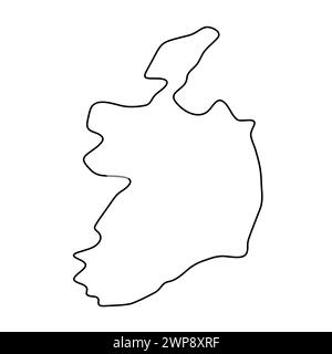 Carte simplifiée du pays d'Irlande. Contour noir fin. Icône vectorielle simple Illustration de Vecteur