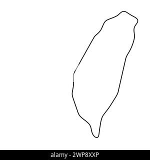 Carte simplifiée du pays de Taiwan. Contour noir fin. Icône vectorielle simple Illustration de Vecteur