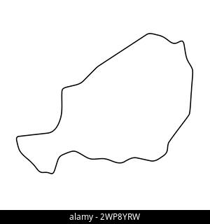 Carte simplifiée du pays Niger. Contour noir fin. Icône vectorielle simple Illustration de Vecteur