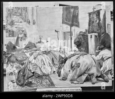 Photographie : Józef Chełmoński (1849-1914), dans l'église, 1887, huile, toile, propriété de Wacław Orłowski [photo manquante] ; inconnu, Société d'encouragement des Beaux-Arts (Varsovie ; 1860-1940) ; 1907 (1907-00-00-1907-00-00); Banque D'Images