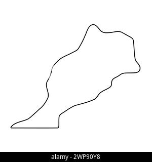 Carte simplifiée du pays Maroc. Contour noir fin. Icône vectorielle simple Illustration de Vecteur