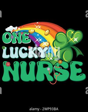 T-shirt jour de la St Patrick pour infirmière. Une infirmière chanceuse Illustration de Vecteur