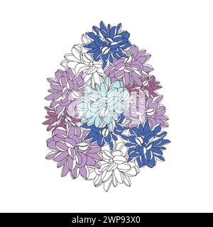 Fleur de printemps oeuf de Pâques, éléments floraux dessinés à la main. Illustrations vectorielles pour cartes ou invitations Illustration de Vecteur