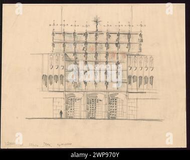 Étude de façade du porche du Temple de la Divine Providence à Varsovie par Bohdan Pniewski, créé en 1938 et conservé en cadeau. Banque D'Images
