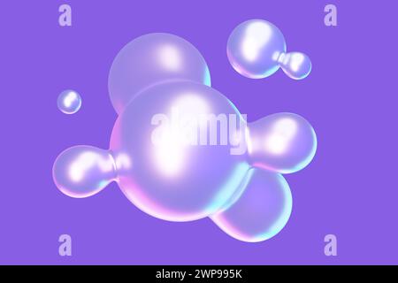 Abstrait 3d rond metaball forme liquide avec effet holographique. Banque D'Images
