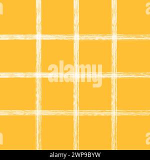 Motif damier crayon de pinceau dessiné à la main de vecteur. Texture craie sèche géométrique Doodle Plaid. Lignes croisées. Motif abstrait mignon délicat idéal pour Illustration de Vecteur