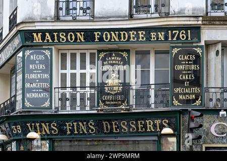 à la mère de famille, la plus ancienne chocolaterie de Paris, rue du Faubourg Montmartre, 9ème arrondissement. Confiserie et sucré. France, Europe, UE Banque D'Images