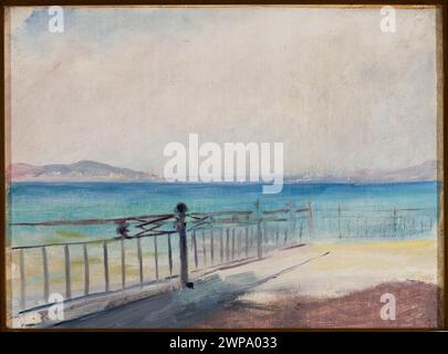 Cette peinture de 1893 de Jan Cie ski montre une terrasse au bord de la mer lors de ses voyages à Constantinople, peinte dans le style jeune Pologne et conservée par les collections d'art d'État de Varsovie. Banque D'Images