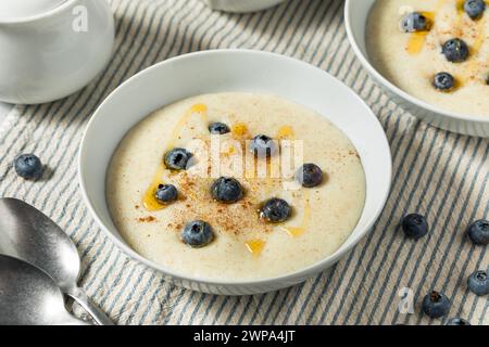 Bouillie de blé traditionnelle saine pour petit déjeuner avec miel et baies Banque D'Images