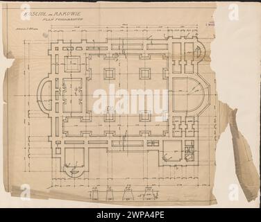 Pièce. Église à Raków. Projet non réalisé. Projection au niveau de la fondation ; Wojciechowski, Jaros AW (1874-1942) ; 1911 (1911-00-00-1911-00-00) ; Częstochowa (Voïvodie de Śląskie), Wojciechowski, Jarosław (1874-1942), Wojciechowski, Jarosław (1874-1942)-collection, architecture, don (provenance), églises (architecte), villes, modernisme (style) Banque D'Images