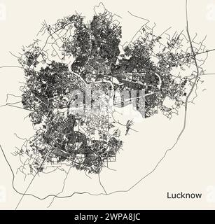 Carte routière de Lucknow, Uttar Pradesh, Inde Illustration de Vecteur