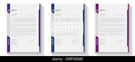 Modern Creative & Clean Business style bundle en-tête de votre conception de projet d'entreprise. Permet d'imprimer. papier à en-tête d'entreprise moderne dans un design abstrait Illustration de Vecteur