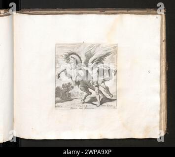Représentation de figures mythologiques Pégase et Mercure, avec iconographie et style graphique allemand, par Melchior Küsel et Johann Wilhelm Baur, 1682, partie de l'album Factis. Banque D'Images