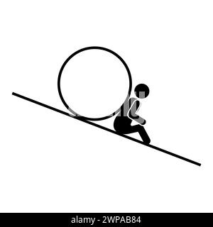 Cartoon sisyphus pousse pour le concept design. Illustration vectorielle. image de stock. SPE 10. Illustration de Vecteur