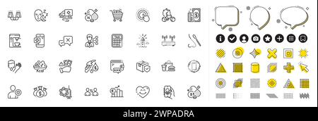 Ensemble de minuterie de vélo, wifi et icônes de ligne de transport d'ambulance pour l'application Web. Vecteur d'icône de pictogramme Illustration de Vecteur