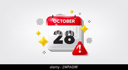 Icône date calendrier du 3 octobre. icône 28e jour du mois. Date du calendrier de l'événement. Heure du rendez-vous de la réunion. 28e jour d'octobre. Date du mois calendaire Illustration de Vecteur