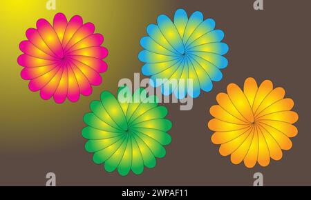 Fleur sans couture beutiful en quatre couleurs avec fond abstrait, illustration graphique vectorielle libre de droits - Alamy Illustration de Vecteur