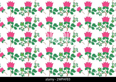 Rose fleur rose avec feuille de fond sans couture pour l'impression et la décoration photo libre de droits | Alamy Illustration de Vecteur