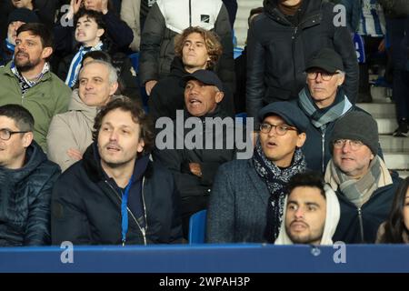 San Sebastian, Espagne. 05 mars 2024. Alain Roche, Antoine Kombouare, Laurent Blanc assistent à la Ligue des Champions de l'UEFA, Round of 16, match de 2e manche entre la Real Sociedad et le Paris Saint-Germain (PSG) le 5 mars 2024 au Reale Arena de San Sebastian, Espagne - photo Jean Catuffe/DPPI crédit : DPPI Media/Alamy Live News Banque D'Images