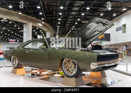 DETROIT, mi/États-Unis - 1er mars 2024 : une Dodge charger car Interpretation 1968, à Detroit AutoRama. Banque D'Images