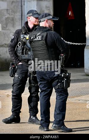 Agents des armes à feu, police métropolitaine, Horse Guard Parade, Londres, Royaume-Uni Banque D'Images