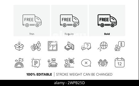 Livraison gratuite, meubles et icônes de ligne de stress difficiles. Pour l'application Web, impression. Icônes de ligne. Vecteur Illustration de Vecteur