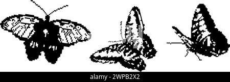 Pixel art y2k papillon set illustration vectorielle Illustration de Vecteur