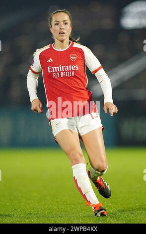 La Lia Walti d'Arsenal lors de la demi-finale de la FA Women's Continental Tyres League Cup au Mangata Pay UK Stadium, Borehamwood. Date de la photo : mercredi 6 mars 2024. Banque D'Images