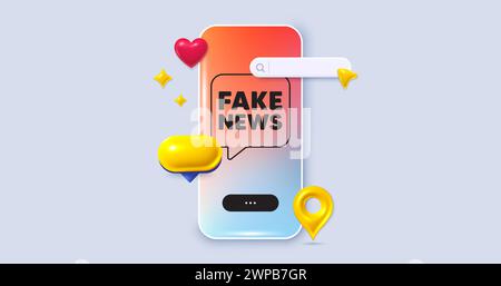 Fausse étiquette de nouvelles. Affiche de journal médiatique. Bannière d'application pour téléphone de médias sociaux. Vecteur Illustration de Vecteur
