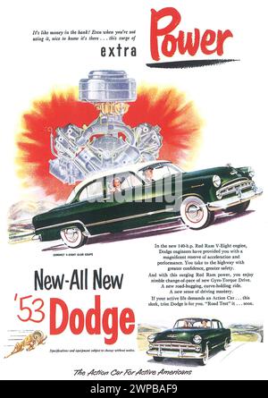 Dodge Coronet V8 Club Coupe Green car Print ad 1953 Banque D'Images