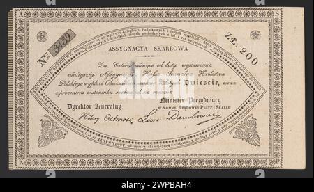 Relevé des affectations de trésorerie de 1831 détaillant les transferts de fonds, l'approbation officielle et les processus d'administration financière. Banque D'Images