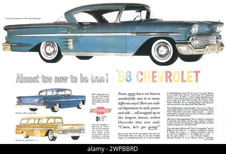 Publicité imprimée sur le coupé sport Bel Air Impala 1958 DE CHEVROLET Banque D'Images