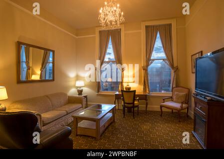 Suite dans l'historique Geiser Grand Hotel, Baker City, Oregon. Banque D'Images