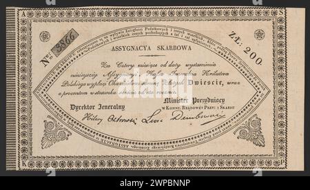 Affectation officielle de la trésorerie de 1831 détaillant les obligations financières du gouvernement, les procédures administratives et la documentation des dossiers. Banque D'Images