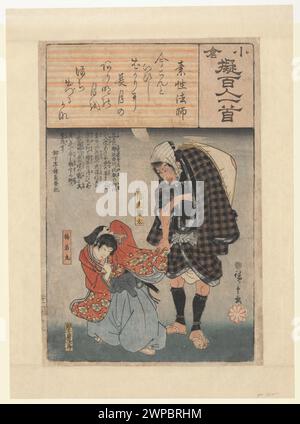 Shinobu Sôta et Umwakamaru avec le poème de Sosei Hôshi, no 21 de la série 'imitation de la collection d'Ogura - un poème d'une centaine de poètes' (Ogura Nazorae hyakunin Isshu)Dembiński, Stanisław (1891-1940) - collection, planches décoratives selon l'anthologie d'une centaine de poètes, cycle, ume wakamaru, utagawa, cadeau (provenance), japonais (culture), esclaves, oban, art japonais Banque D'Images