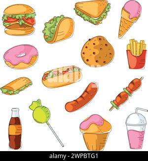 Icône de restauration rapide modèle de restaurant vecteur de papier peint Illustration de Vecteur