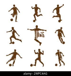 Joueurs de football, groupe de footballeurs. Ensemble de silhouettes vectorielles isolées Illustration de Vecteur