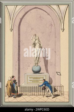 Une gravure de 1818–1823 de Tranquillo Mollo représentant la pierre tombale du sculpteur Antonio Canova dans l'église Jakob de Penzing, montrant des sculptures funéraires et des éléments architecturaux. Banque D'Images